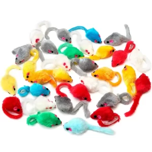 CHIWAVA 36pcs 4.1'' Furry Cat Toy Mice