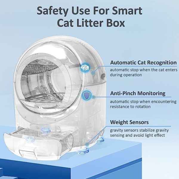 DAONEG Self Cleaning Cat Litter Box, Automatic Cat Litter Box for Multi Cats, Smart Safety Protection Cat Litter Box, Odor Isolation/APP Control, Large Capacity Litter Box with Liner Bags/Mat/Toys - Image 4