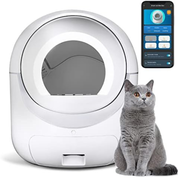 BCHARYA Self Cleaning Cat Litter Box, Automatic Cat Litter Box with APP Control Odor Removal Safety Protection for Multiple Cats