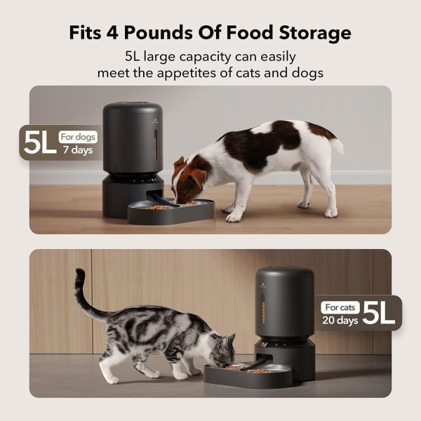 PETLIBRO Automatic Cat Feeder Two Bowls, 5G WiFi Pet Feeder for Two Cats & Dogs with Remote Control, 5L Automatic Cat Dispenser with Low Food Sensor - Image 5