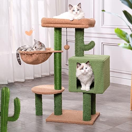PETSITE 45" Flower Cat Tree - Multi-Level Cat Tower With Scratching Posts, Perch, Basket & Toys - View #10
