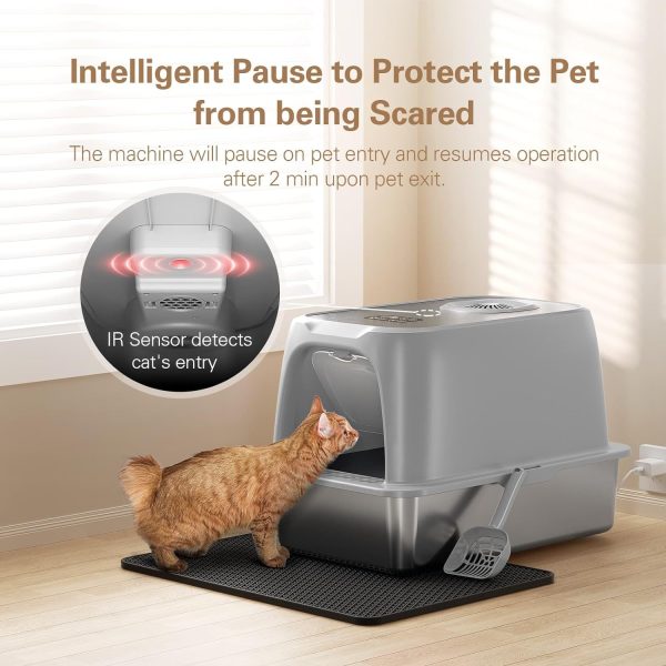 Anycoo Stainless Steel Litter Box, Extra Large Enclosed Cat Litter Box for Big Cats, Metal Litter Box, Easy to Clean, Anti-Urine Leakage - Image 4