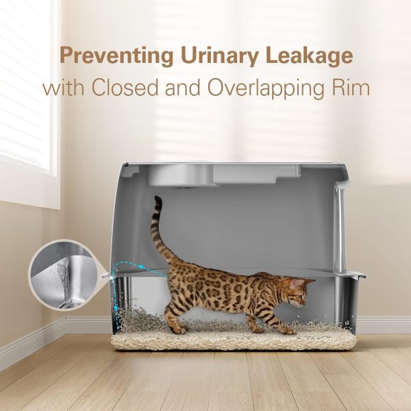 Anycoo Stainless Steel Litter Box, Extra Large Enclosed Cat Litter Box for Big Cats, Metal Litter Box, Easy to Clean, Anti-Urine Leakage - Image 3