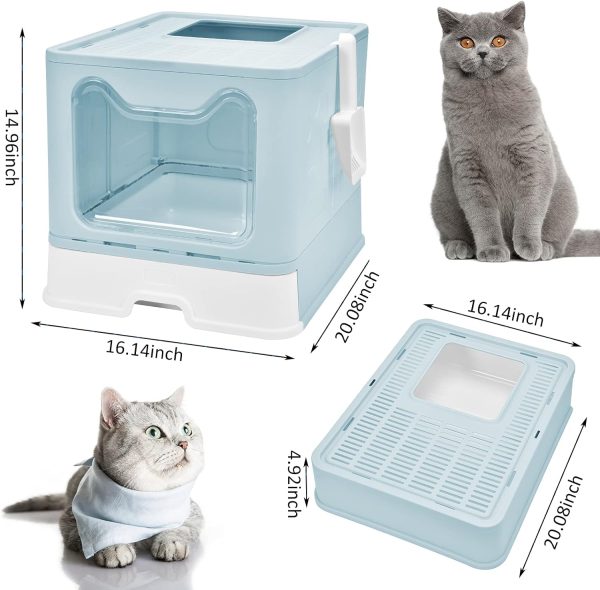 Panghuhu88 Foldable Cat Litter Box with Lid - Large Top Entry Cat Toilet, Enclosed Cat Potty with Cat Litter Scoop - Image 7