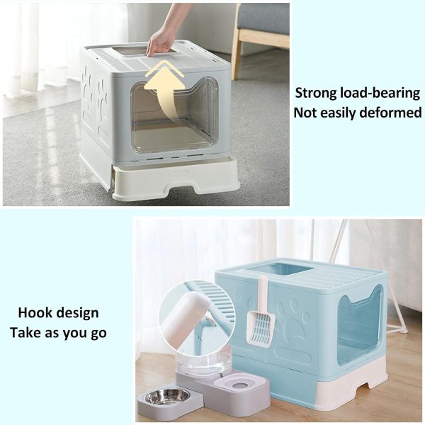 Panghuhu88 Foldable Cat Litter Box with Lid - Large Top Entry Cat Toilet, Enclosed Cat Potty with Cat Litter Scoop - Image 3