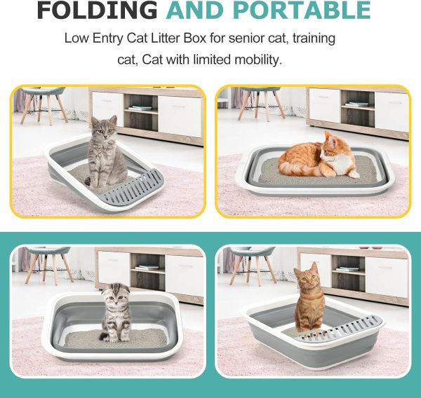 TomteNisse Open Top Cat Litter Box – Large Foldable Cat Potty with Height-Adjustable Sides - Image 7