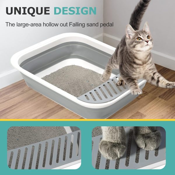 TomteNisse Open Top Cat Litter Box – Large Foldable Cat Potty with Height-Adjustable Sides - Image 6