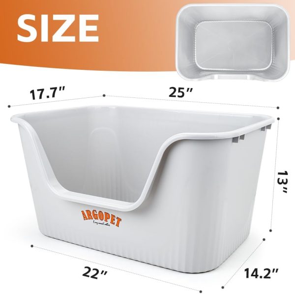 ARGOPET High Sides Cat Litter Box 25" L x 16" W x 13" H Extra Large Litter Box Jumbo for Multi Cat Households,Pet Safe Non-Stick Coating for Easier Cleaning & Superior Hygiene - Image 3