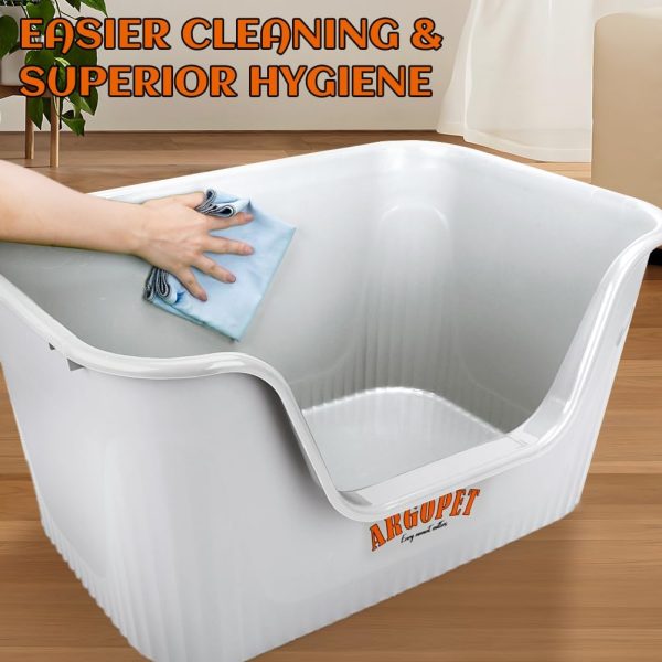 ARGOPET High Sides Cat Litter Box 25" L x 16" W x 13" H Extra Large Litter Box Jumbo for Multi Cat Households,Pet Safe Non-Stick Coating for Easier Cleaning & Superior Hygiene - Image 2