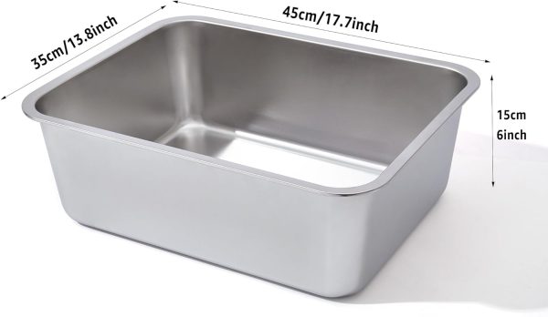 LEGOURNS Stainless Steel Litter Box, 18"x14"x6"(Height) Medium to Large Cat Litter Box Easy Clean, Non Stick Litter Box No Smell for Adult Cats or Kitty/Kitten - Image 9