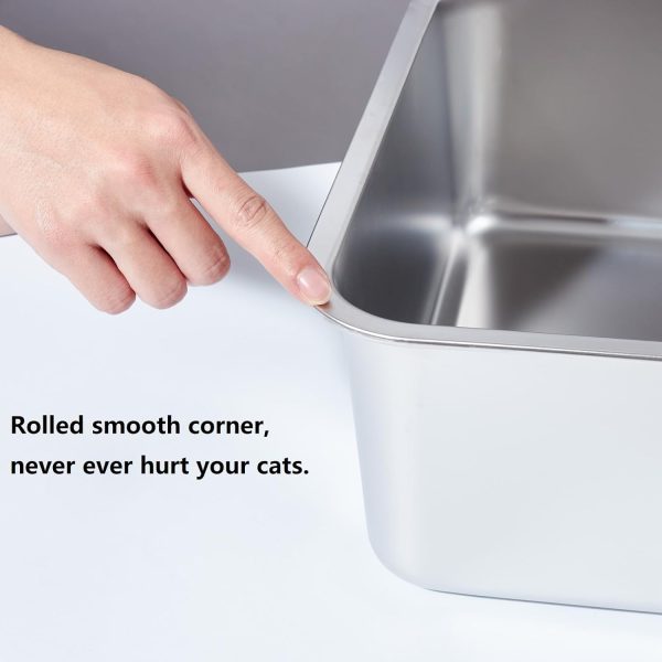 LEGOURNS Stainless Steel Litter Box, 18"x14"x6"(Height) Medium to Large Cat Litter Box Easy Clean, Non Stick Litter Box No Smell for Adult Cats or Kitty/Kitten - Image 8