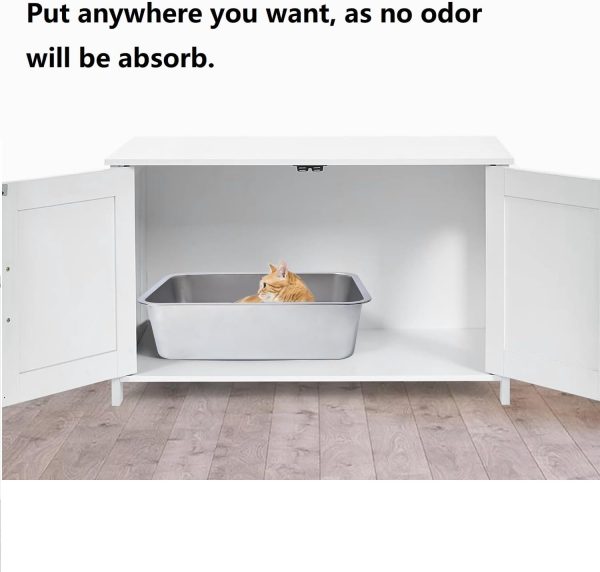 LEGOURNS Stainless Steel Litter Box, 18"x14"x6"(Height) Medium to Large Cat Litter Box Easy Clean, Non Stick Litter Box No Smell for Adult Cats or Kitty/Kitten - Image 4
