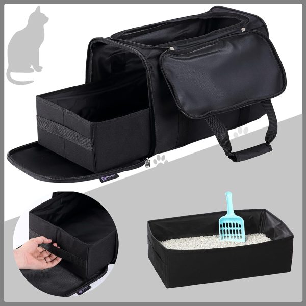 Petleader Cat Litter Box Black – 2-in-1 Foldable Travel Litter Box, Lightweight and Portable - Image 7