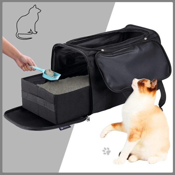 Petleader Cat Litter Box Black – 2-in-1 Foldable Travel Litter Box, Lightweight and Portable - Image 4