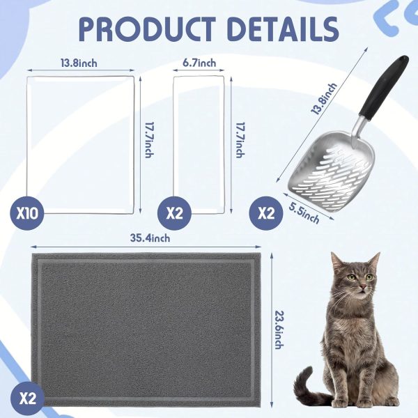 Tioncy 2 Pack Extra Large Stainless Steel Cat Litter Box, 2 Cat Litter Scoop, 2 Cat Litter Mat, 12 Corner Splash Guard Never Absorbs Odor, Rustproof, Non Stick Smooth Surface (23.6 x 15.8 x 7.9 inch) - Image 5