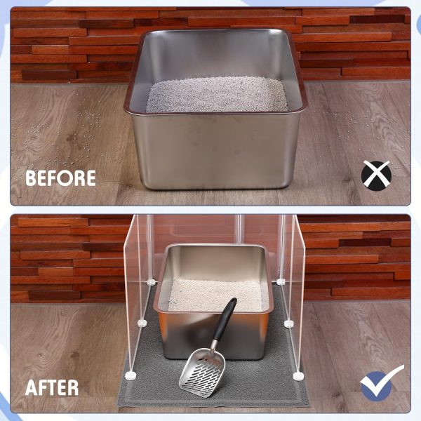 Tioncy 2 Pack Extra Large Stainless Steel Cat Litter Box, 2 Cat Litter Scoop, 2 Cat Litter Mat, 12 Corner Splash Guard Never Absorbs Odor, Rustproof, Non Stick Smooth Surface (23.6 x 15.8 x 7.9 inch) - Image 3