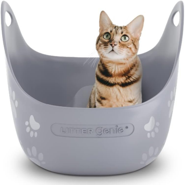 Litter Genie Cat Litter Box, Flexible, Soft Plastic, High-Walls and Handles for Privacy and Portability