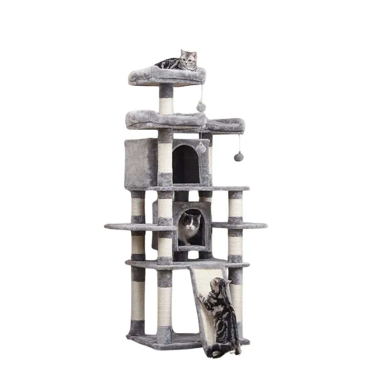 キャットタワー 7-story cat climbing 67 Inch 7 Level Cat Tree with Condo, Cat Tower with Plush