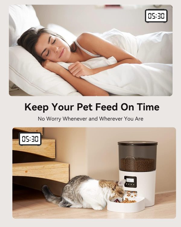 IMIPAW Automatic Cat Feeders, 3L Timed Cat Dry Food Dispenser with Clog-Free Design, Auto Pet Feeder for Cats and Dogs, 1-4 Meals Per Day - Image 3