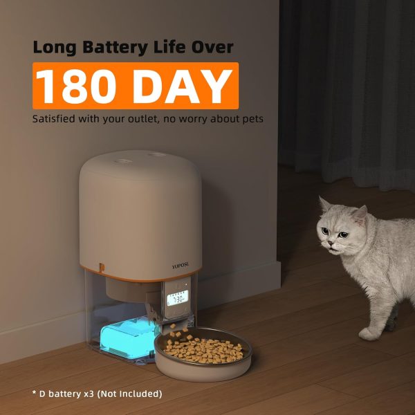 Yuposl Automatic Cat Feeders, 2L/4L Cat Food Dispenser, Timed Automatic Pet Feeder with Over 180-day Battery Life, Dry Food Programmable Portion Control - Image 3