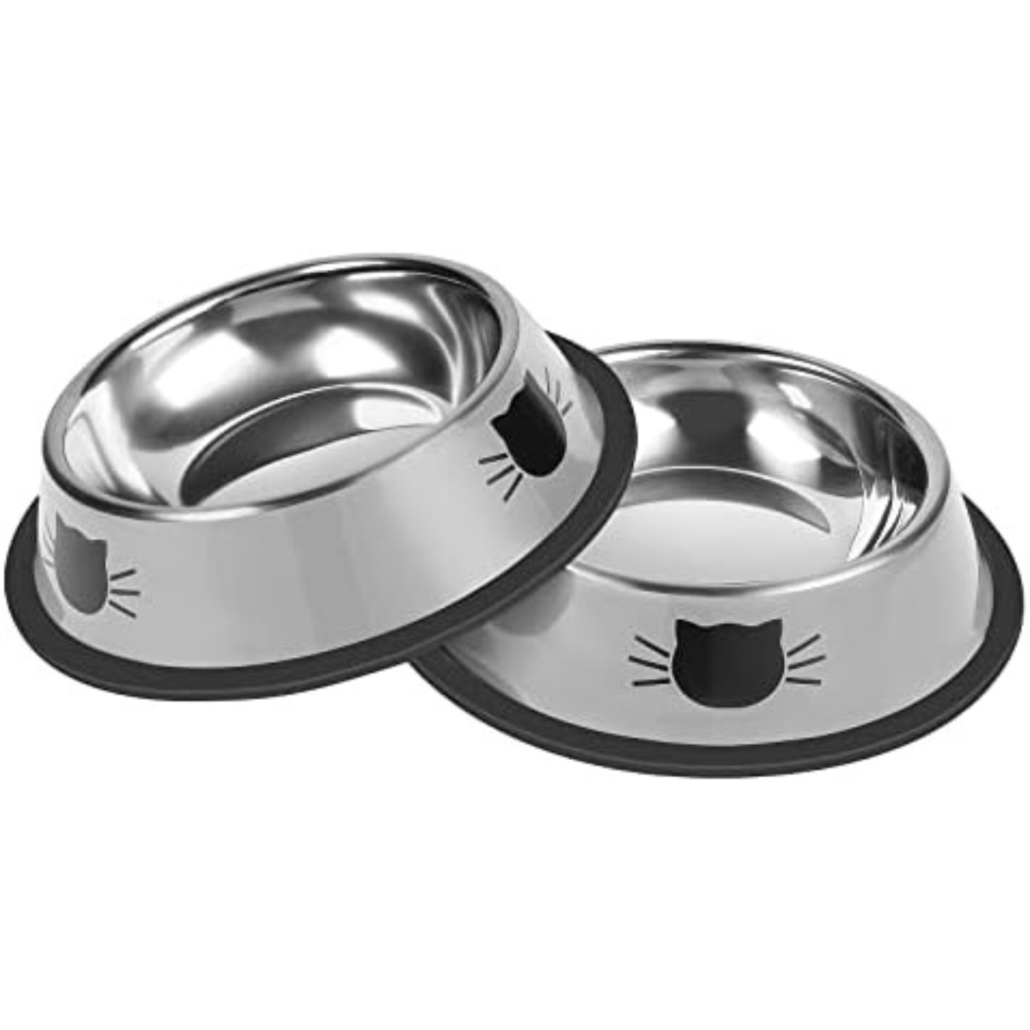 thumbnail image 2 of Shallow Design Cat Feeders 12-Pack Stainless Steel - Whisker-Friendly Shallow Dishes, Stackable Pet Food Bowls Cat Bowls 2 of 11