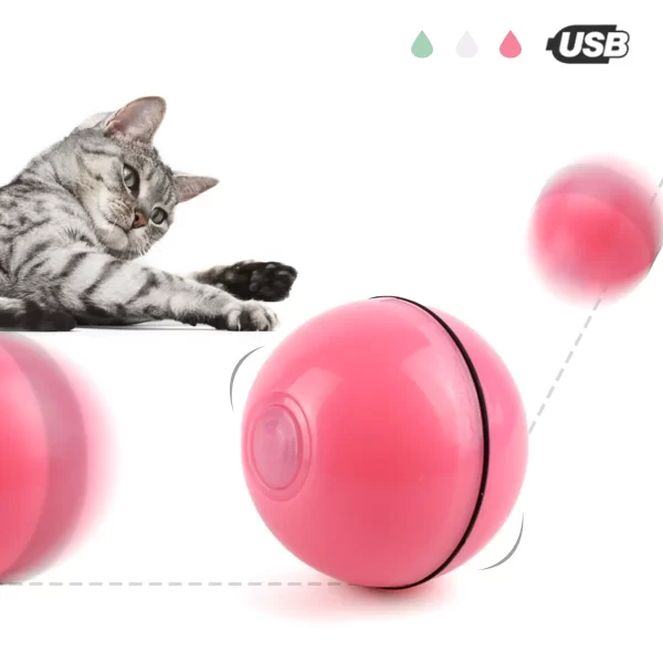 Automatic Motorized Scrolling Cat Toy, USB Rechargeable Light Chase Laser Ball for Pet Entertainment