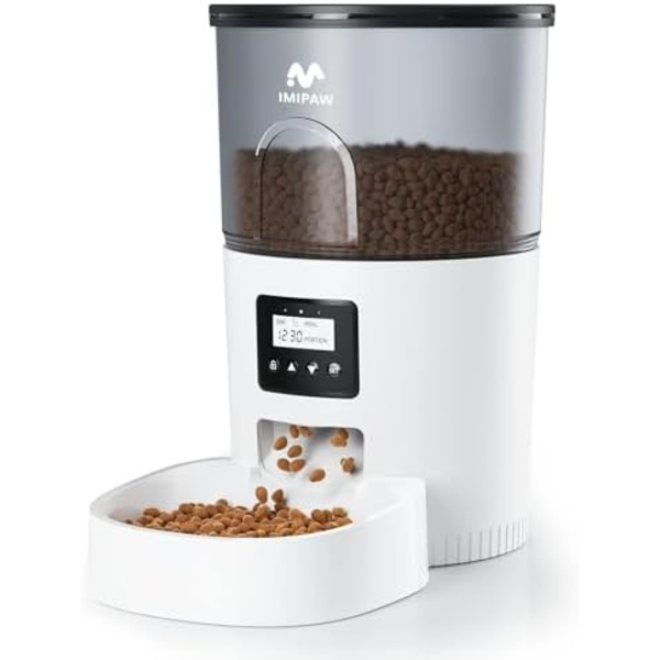 IMIPAW Automatic Cat Feeders, 3L Timed Cat Dry Food Dispenser with Clog-Free Design, Auto Pet Feeder for Cats and Dogs, 1-4 Meals Per Day