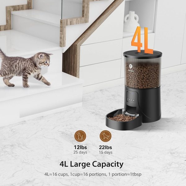 PETULTRA 4L Automatic Cat Feeder WiFi - Automatic Cat Food Dispenser with APP Feeding Control, 4L Auto Pet Feeder for Dry Food, Dual Power Supply, Desiccant Bag - Image 5