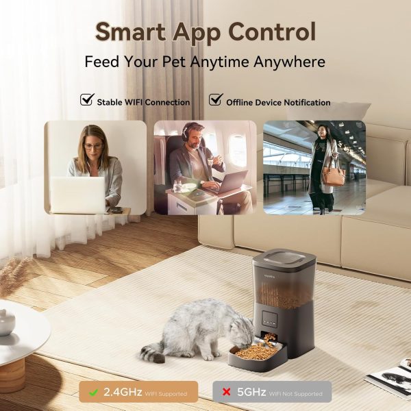 Espelho Automatic Cat Feeders WiFi, Cat Food Dispenser with App Control 2.4Ghz Wifi- Smart Timed Cat Feeder with Voice Recorder| 4L Auto Pet Feeder for Cat and Small Dog - Up to 10 Meals per Day - Image 6