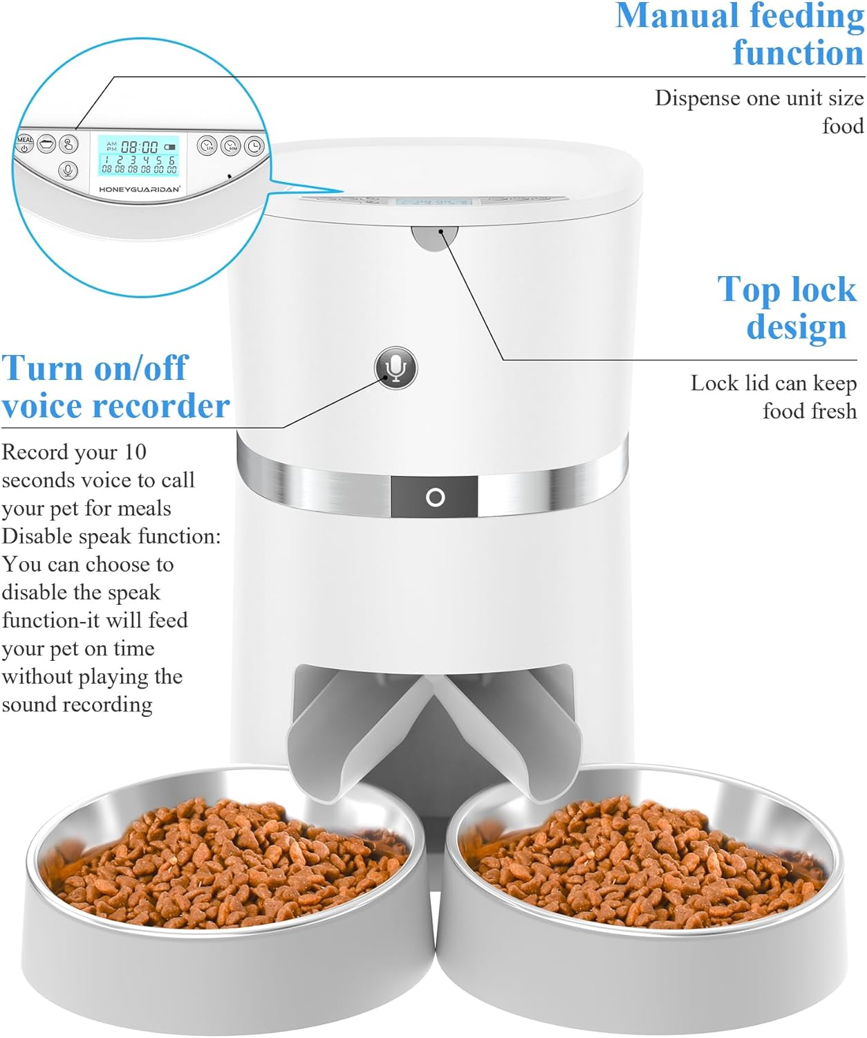WellToBe Automatic Cat feeder, Pet Feeder Food Dispenser for Cat