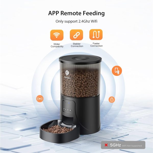 PETULTRA 4L Automatic Cat Feeder WiFi - Automatic Cat Food Dispenser with APP Feeding Control, 4L Auto Pet Feeder for Dry Food, Dual Power Supply, Desiccant Bag - Image 4