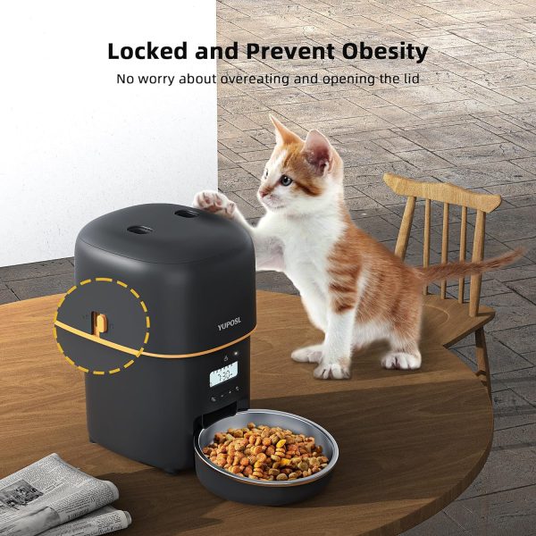 Yuposl Automatic Cat Feeders, 2L Cat Food Dispenser, Timed Automatic Pet Feeder with Over 180-day Battery Life, 1-6 Meals Dry Food Programmable Portion Control - Image 4