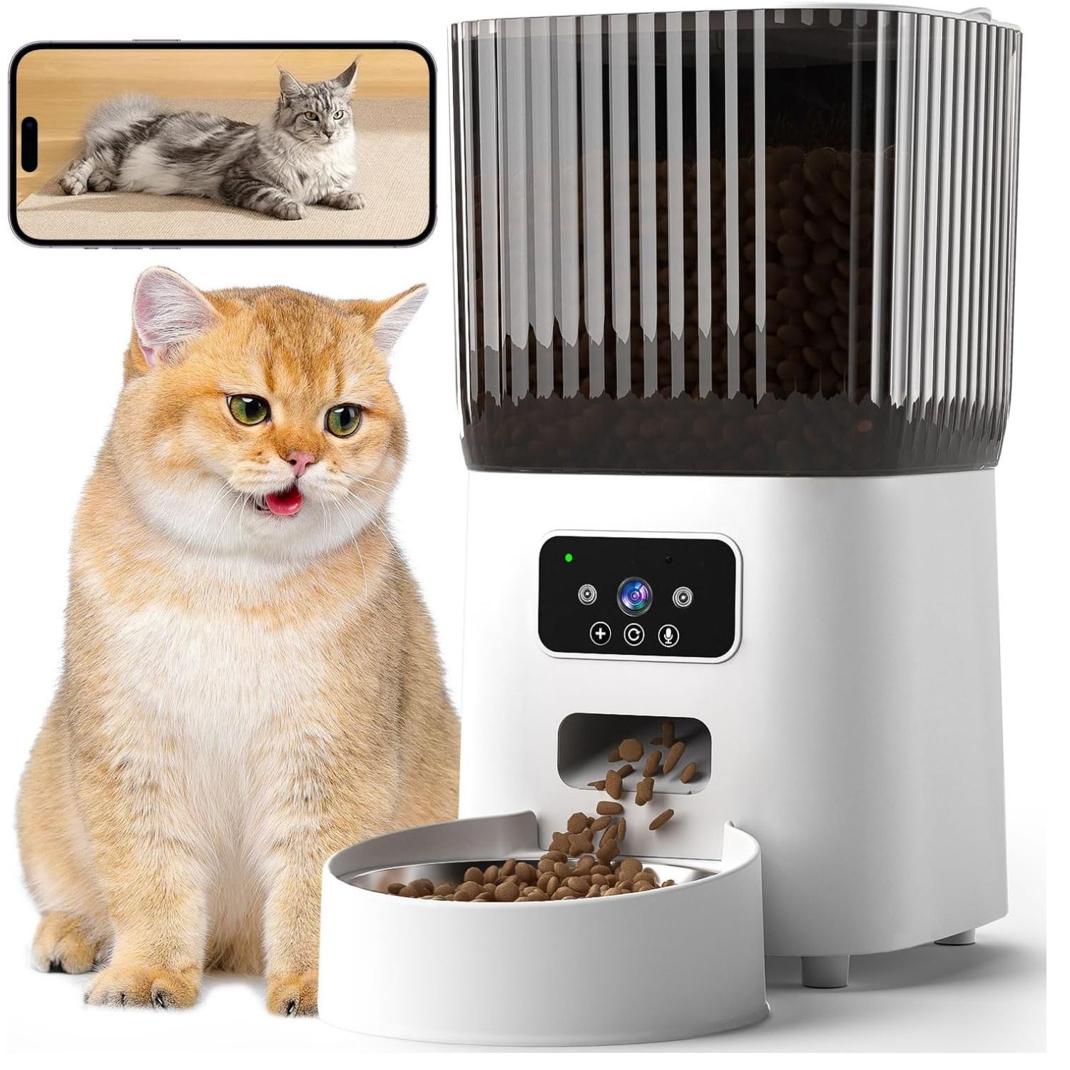 Pet food dispenser with camera best sale