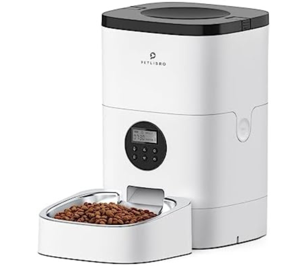 PETLIBRO Automatic Cat Feeder, Automatic Cat Food Dispenser with Timer Interactive Voice Recorder, Auto Cat Feeder with 1-4 Meals Control Dry Food, White Opaque