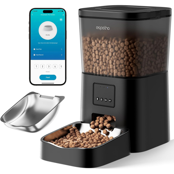Espelho Automatic Cat Feeders WiFi, Cat Food Dispenser with App Control 2.4Ghz Wifi- Smart Timed Cat Feeder with Voice Recorder| 4L Auto Pet Feeder for Cat and Small Dog - Up to 10 Meals per Day