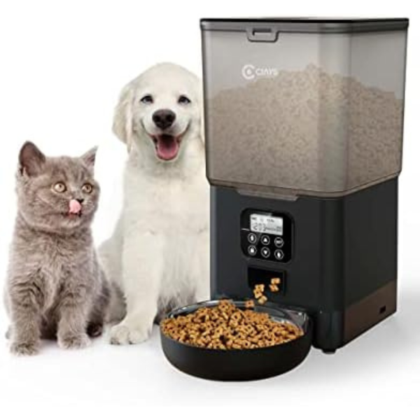 Ciays Automatic Cat Feeder - 6L Programmable Pet Feeder with Voice Recorder, Dual Power, Portion Control & Easy-Clean Design