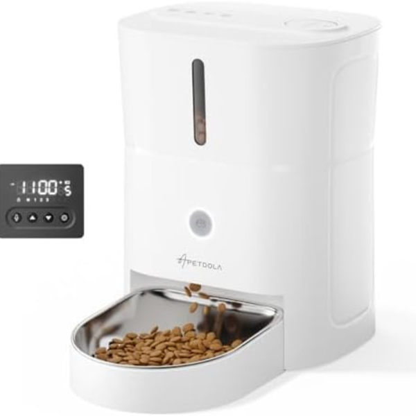 APD APETDOLA 3L/12 Cup Automatic Cat Feeder, Clog-Free, Programmable, Dual Power Supply, 10s Voice Recorder, Meets 1-10 Portion Choices, 3L Food Capacity