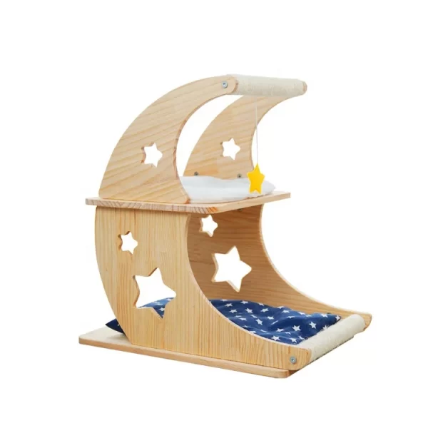 46-inch Cat Tree House, Wooden 4 Level Cat Climbing Tree Frame with Cat Bed and Sisal Scratching Posts - Image 3