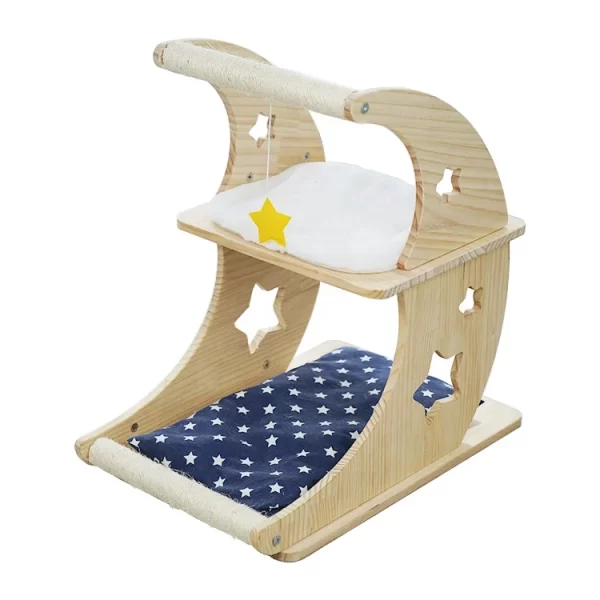 46-inch Cat Tree House, Wooden 4 Level Cat Climbing Tree Frame with Cat Bed and Sisal Scratching Posts - Image 4