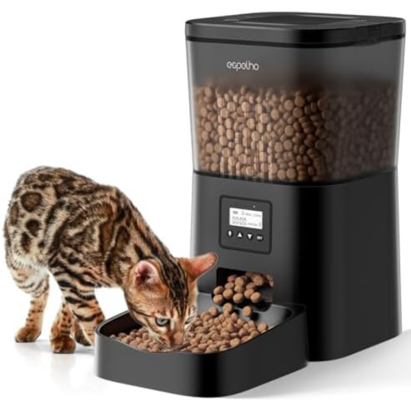 Espelho Automatic Cat Food Dispenser: Automatic Cat Feeder, 4L Timed Pet Feeder 1-6 Meals Portion Control for Cat& Small Dog with 10S Voice Record