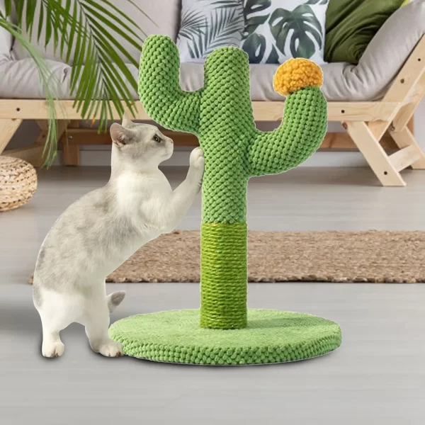 54cm Cat Scratcher Post Sisal Rope Post Cactus Shape Cat Tree for Scratching Cat Tower with Plush Ball Toy Climb Tool - Image 5