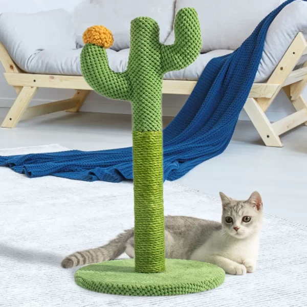 54cm Cat Scratcher Post Sisal Rope Post Cactus Shape Cat Tree for Scratching Cat Tower with Plush Ball Toy Climb Tool - Image 2