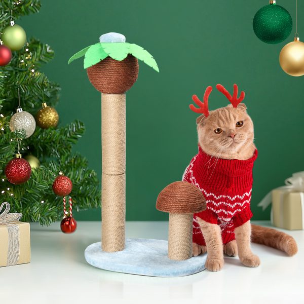 Coconut Palm Tree Cat Scratching Post with Natural Sisal Rope – Tropical Design for Indoor Cats, Durable 27.5" Coconut Tree & 9.8" Mushroom Scratcher, Stable Base, Easy Assembly – Protect Furniture - Image 5