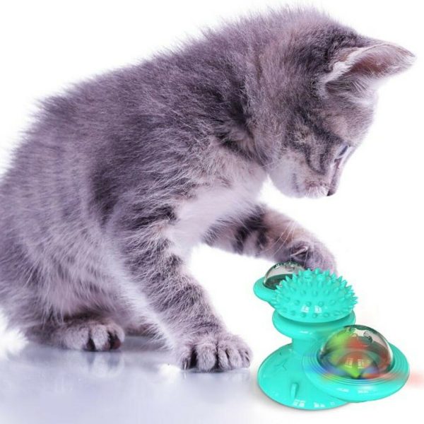 Interactive Windmill Cat Toys with Catnip, Cat Toys for Indoor Cats Funny Kitten Toys with LED Light Ball Suction Cup, Cat Nip Toy for Cat chew Exercise - Image 2