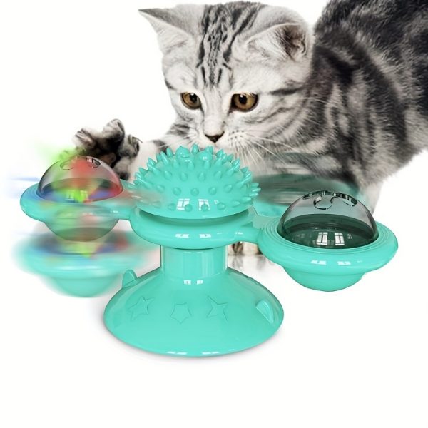 Interactive Windmill Cat Toys with Catnip, Cat Toys for Indoor Cats Funny Kitten Toys with LED Light Ball Suction Cup, Cat Nip Toy for Cat chew Exercise - Image 5