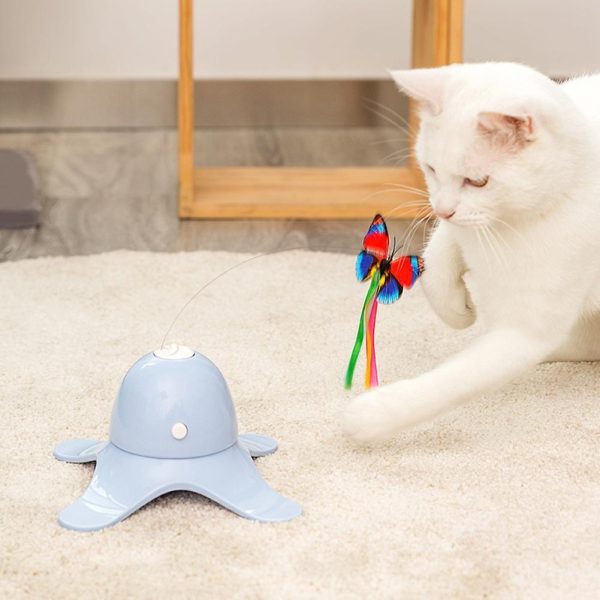 Auto Butterfly Cat Toy, 360-Degree Rotating Interactive Cat Toy, Relieve Boredom & Stimulate Hunting Instincts, Automatic Electric Cat Teaser with Replaceable Butterfly, Stable & Durable Design - Image 2