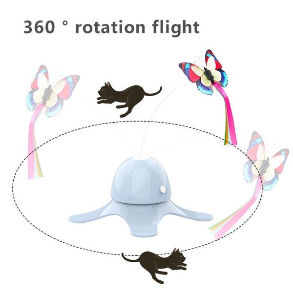 Auto Butterfly Cat Toy, 360-Degree Rotating Interactive Cat Toy, Relieve Boredom & Stimulate Hunting Instincts, Automatic Electric Cat Teaser with Replaceable Butterfly, Stable & Durable Design - Image 6