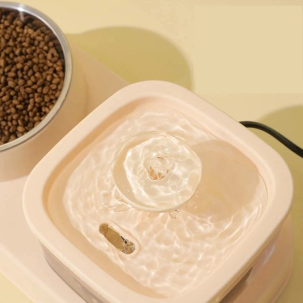 Cat Water Dispenser and Feeding Bowl 2-in-1 , Dry and Wet Separation Automatic Water Dispenser with Flow Design, Sturdy, Easy-to-Clean - Image 4