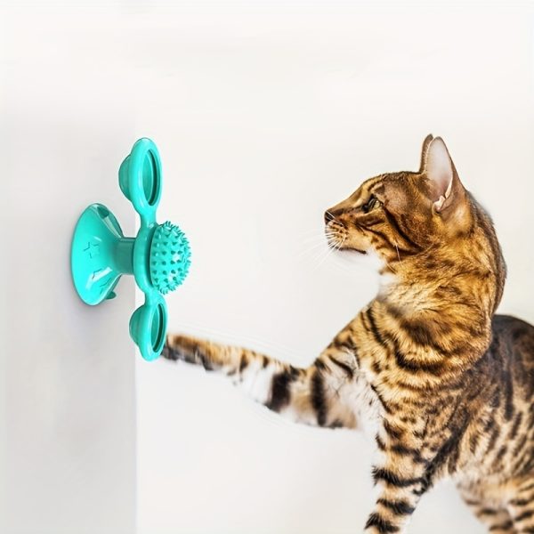 Interactive Windmill Cat Toys with Catnip, Cat Toys for Indoor Cats Funny Kitten Toys with LED Light Ball Suction Cup, Cat Nip Toy for Cat chew Exercise - Image 9
