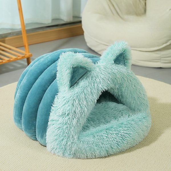 Cat Bed with Plush Cat Ears Decoration – Warm and Thick Large Collar Pet Bed for Cats and Small Dogs – Comfortable Pet Bed for Kittens and Puppies - Image 2